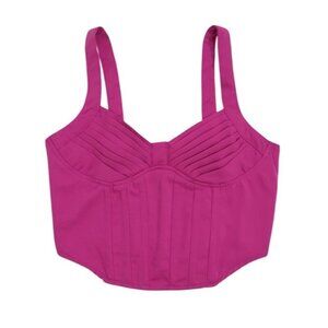 Pink Smocked Bustier Crop Top With Adjustable Straps & Ruched Back, Size S, NWT